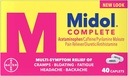 Midol Πλήρης, εμμηνορρυσιακή περίοδος συμπτώματα ανακούφιση, Caplets, 40 κόμης, 2-πακέτο