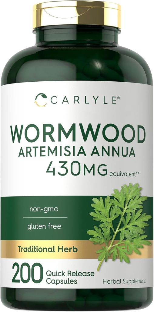 Carlyle Wormwood Capsules 430mg | Artemisia Annua Herb | 200 Count | Non-GMO & Gluten Free Supplement