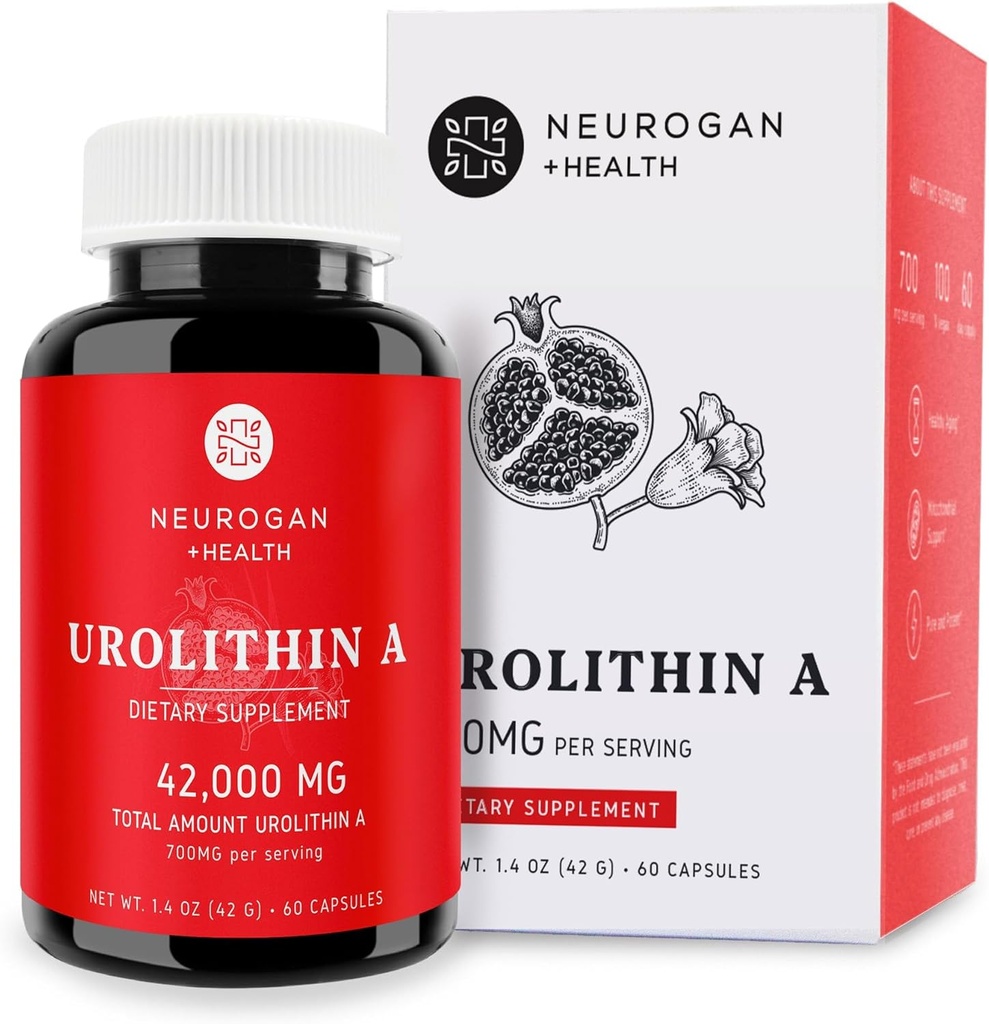 Neurogan Urolithin A Supplement Capsules - 700mg, 60 Ct - High-Potency Cellular Health, Postbiotic Compound- Sourced from Pomegranate Extract, Made in USA, Take 1 Daily