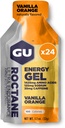 GU Energy Roctane Ultra Endurance Energy Gel, Vegan, Gluten-Free, Kosher, and Dairy-Free On-The-Go Sports Nutrition for Running, Biking, Hiking or Skiing, Vanilla Orange (24 Packets)