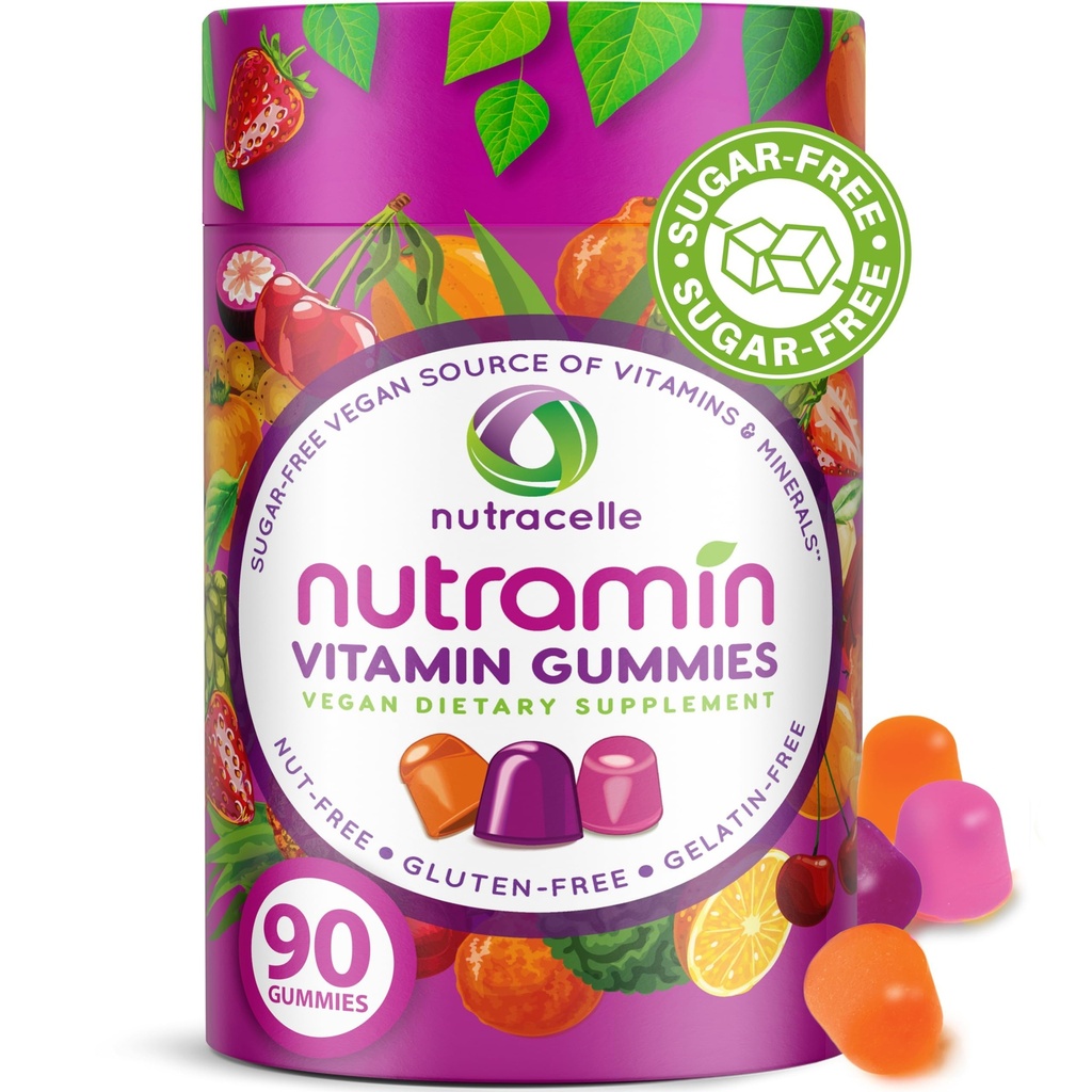 NUTRAMIN Καθημερινή Vegan Keto Πολυβιταμίνη Gummies Μη ΓΤΟ Φυσική Βιταμίνη C, D + Ψευδάργυρος για Ανοσία, Φυτική βάση, Χωρίς ζάχαρη, Χωρίς καρύδες, Χωρίς γλουτένη, Βιοτίνη, Βιταμίνη Α, B, B6, B12 & Περισσότερα 90 Count, 45 ημέρες