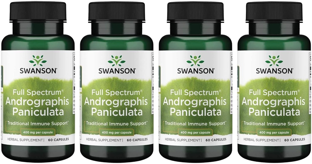 Swanson Full Spectrum Andrographis Paniculata 400 Milligrams 60 Κάψουλες (4 Συσκευασία)