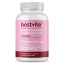 BESTVITE Acetyl L-καρνιτίνη 500mg & Alpha Lipoic Acid 200mg ανά καψάκιο με βιοτίνη (120 κάψουλες χορτοφάγων) - Χωρίς Stearates - Vegan - Μη ΓΤΟ - Χωρίς γλουτένη