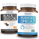 Ωμέγα 7 Softgels & Μαύρο Έλαιο Σπέρματος (3-Month Supply) Omega Glow Blend Bund Bundle - Purified Omega-7 Softgels (90 Softgels) Provinal Περουβιανό Αντσοβέλαιο και Μαύρο Λάδι Σπέρματος (180 κάψουλες) Ψυχρό-Pressed Oil