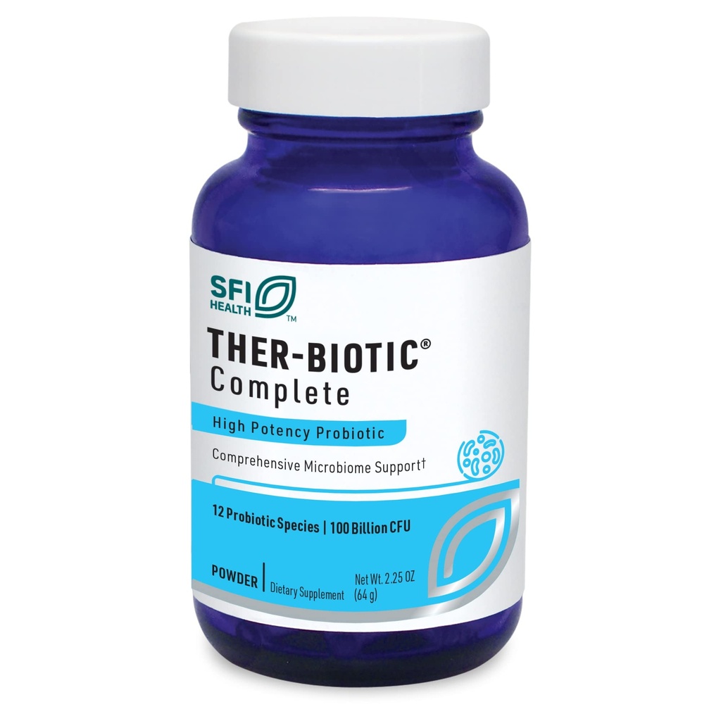 Klaire Labs SFI Health Ther-Biotic Complete Probiotic Powder - 100 Billion CFU - Προβιοτικά Ανδρών και Γυναικών για την Digestive Health & Immune Support - Γαλακτοκομικά-Free, Hypoallergenic (60 Servings, 64g)