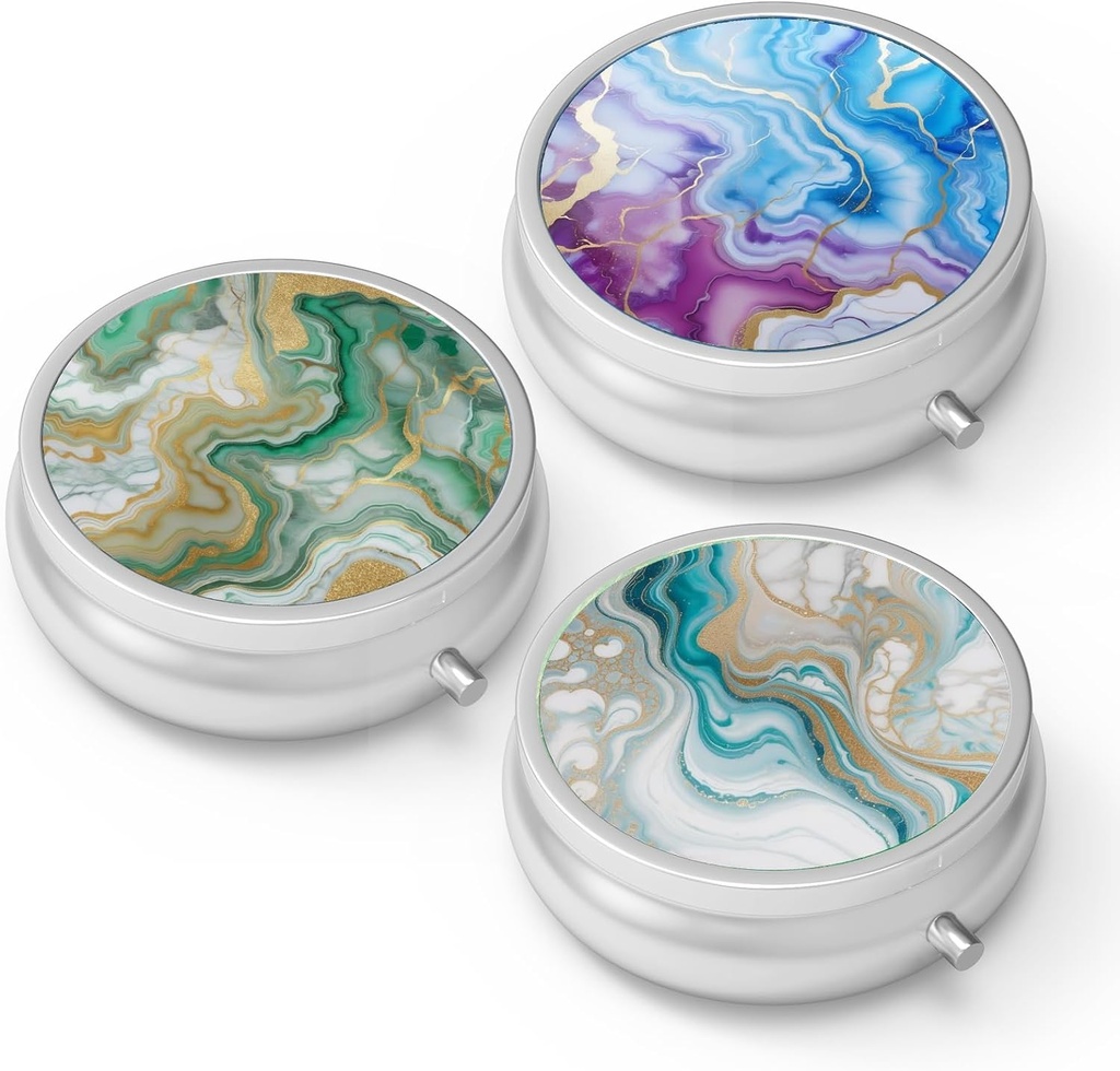 Pill Box 3 Compartment Small Pill Case,Portable for Pocket or Purse Pill Organizer Pill Container Holder to Hold Vitamins, Medication, Fish Oil and Supplements(3PCS)