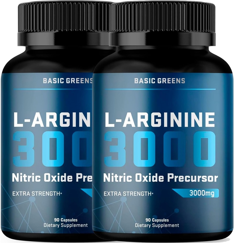 L-Arginine 3000mg Nitric Oxide Supplement for Men and Women – Non-GMO Vegan Capsules with Beet Root for Circulation, Endurance, Energy, Stamina, Performance and Workout Support – 90 Caps