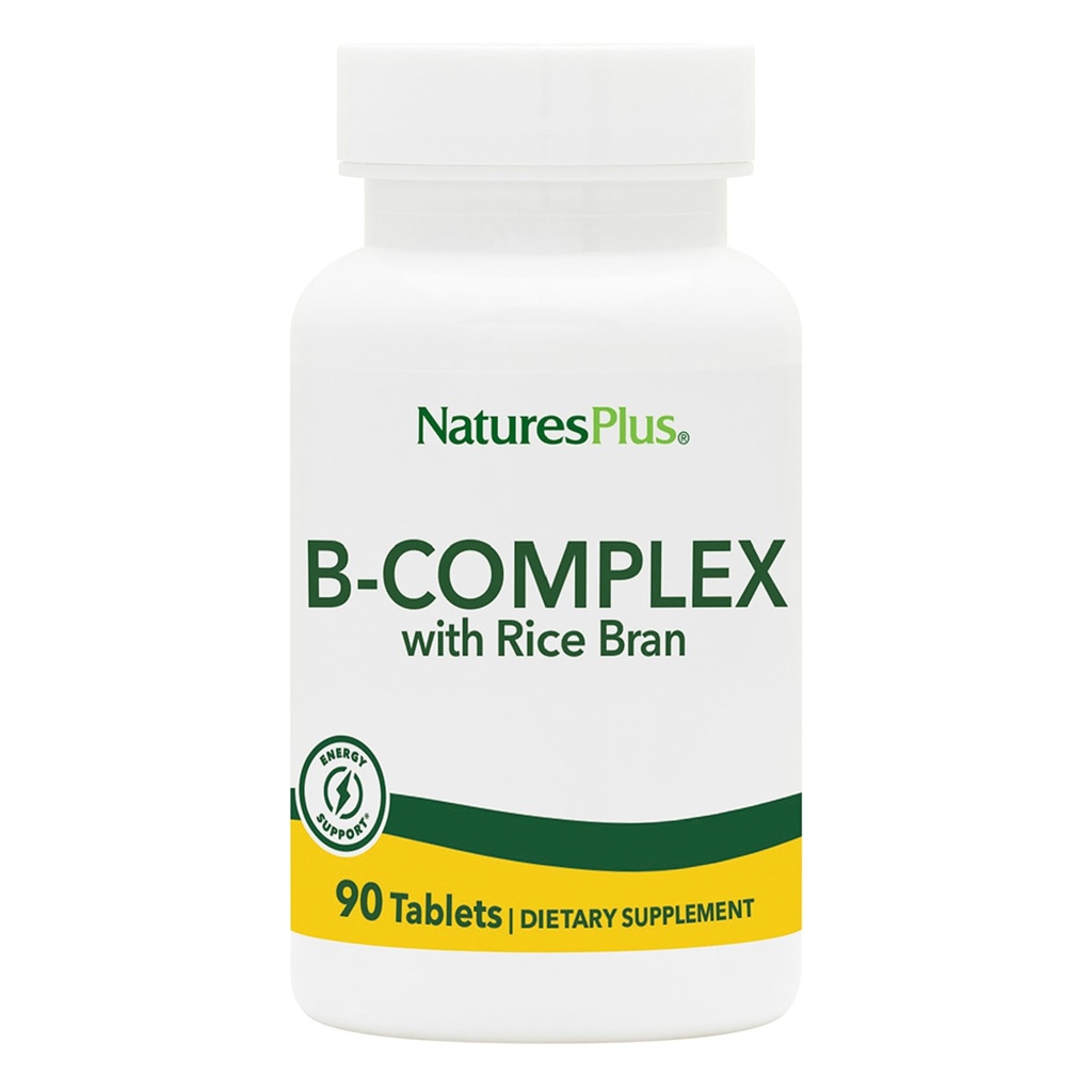 NaturesPlus B-Complex with Rice Bran - 90 Tablets - Vegetarian, Gluten Free - 90 Servings