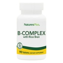NaturesPlus B-Complex with Rice Bran - 90 Tablets - Vegetarian, Gluten Free - 90 Servings
