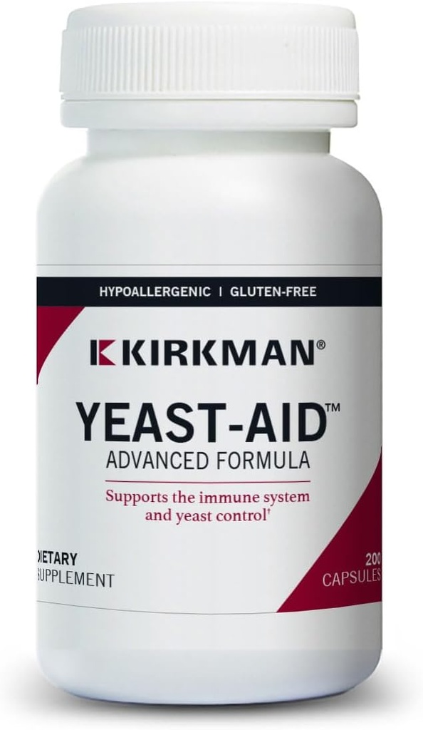 Kirkman - Yeast Aid Advanced Formula - 200 Κάψουλες - Υποστηρίζει τον έλεγχο της ζύμης - Υποστήριξη ανοσοποιητικού συστήματος - Hypoallergenic