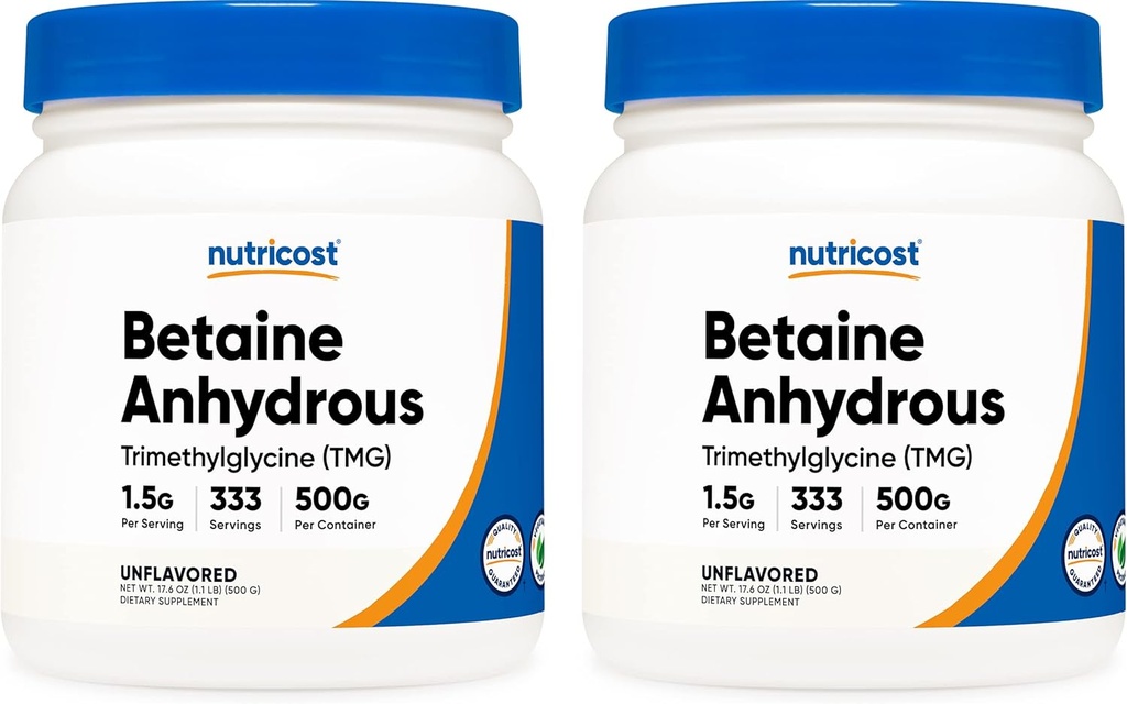Nutricost Betaine Anhydros Trimethylglycine (TMG) σκόνη 500G (2 φιάλες)