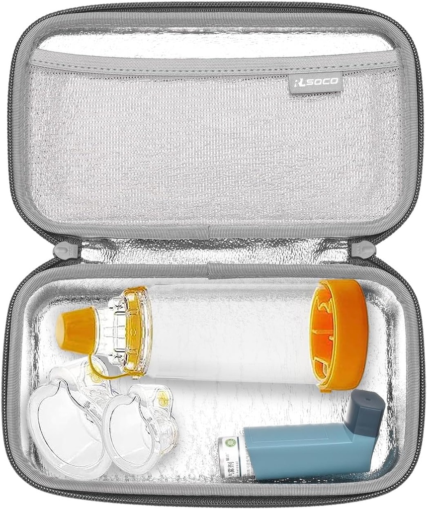 RLSOCO Carrying Case for Asthma Inhaler for Kids and Adults, Inhaler Spacer Travel Case for Device, Mask and Other Accessories (Υπόθεση Μόνο)