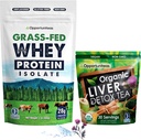 Opportuniteas Grass Fed Unflavored Whey Protein & Liver Detox Matcha Tea - Support Your Muscles While Cleansing Your Liver - Bundle