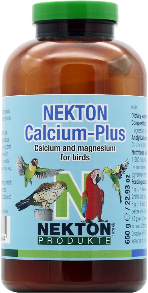 Nekton Calcium-Plus Ασβέστιο και Μαγνήσιο με βιταμίνες Β για πουλιά 650gm / 1,43Lb, Λευκό