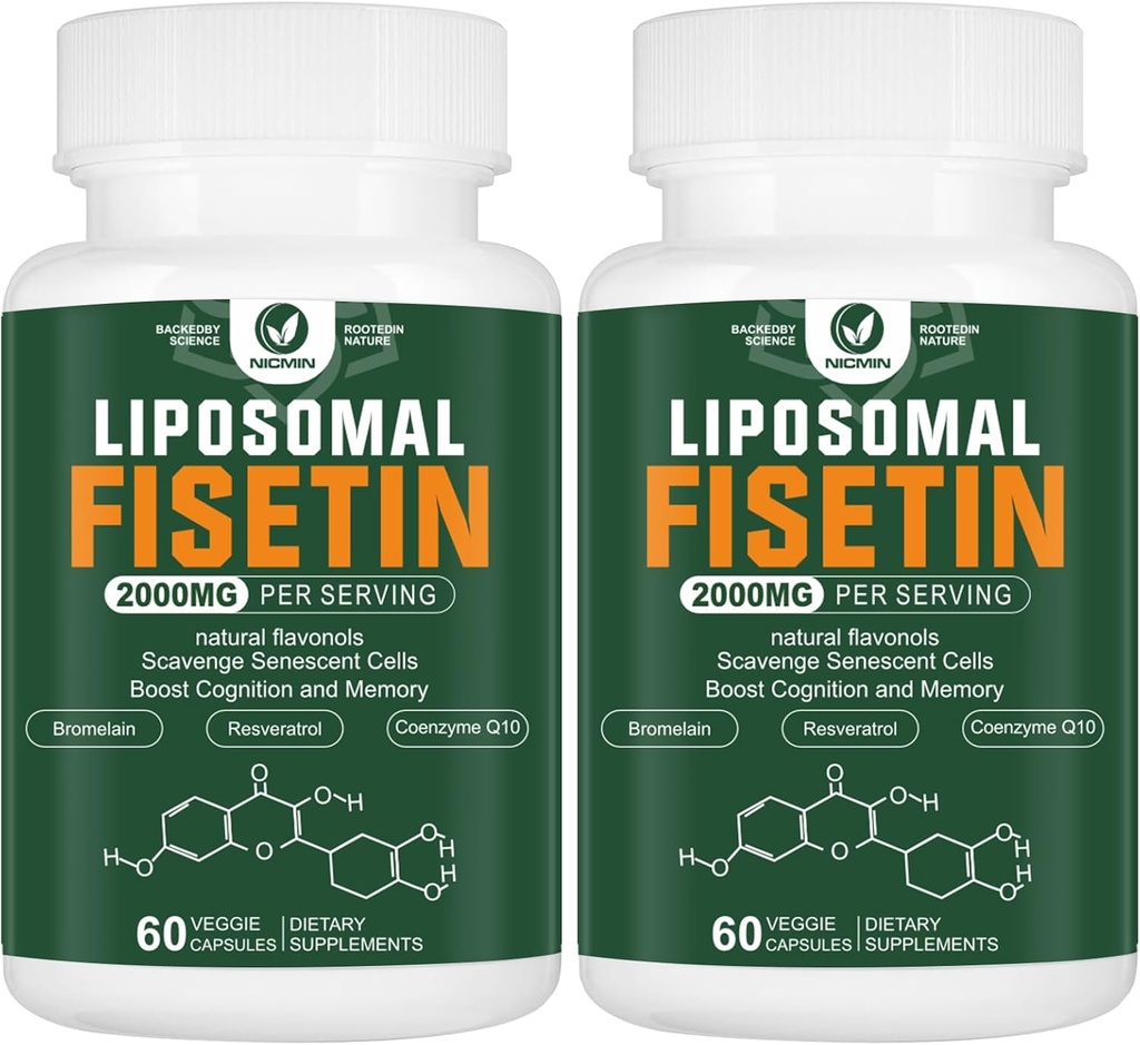 Liposomal Fisetin Supplement, 2000MG, 98% Pure Fisetin Polyphenols Antioxidants, with Quercetin, TMG and Resveratrol, for Healthy Aging, Cognitive Support, 120 Capsules