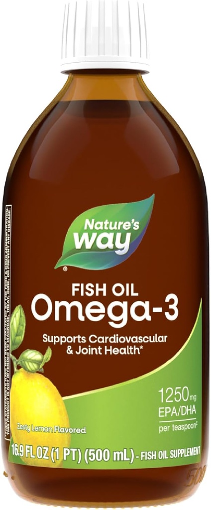 Nature's Way NutraSea Omega-3 Fish Oil, 1250 mg EPA/DHA, Zesty Lemon Flavored, 16, 9 fl oz.