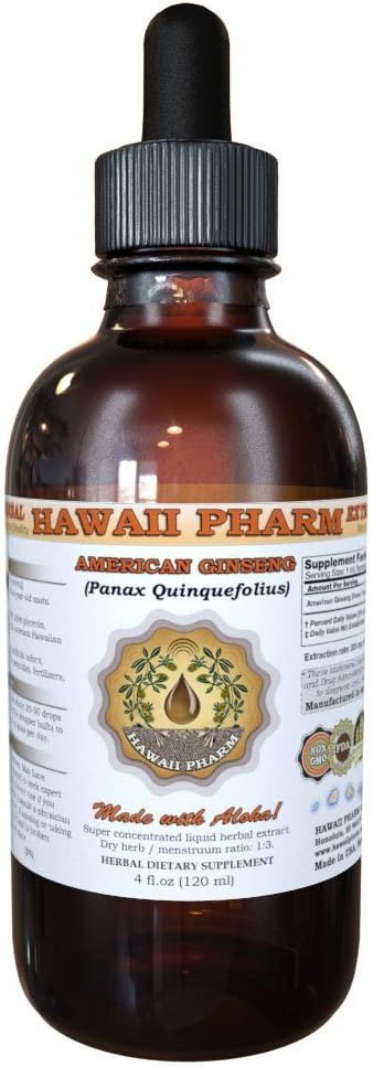 Εκχύλισμα υγρού Ginseng της Χαβάης Pharm American Ginseng, Ginseng (Panax Quinquefolius) Αποξηραμένο συμπλήρωμα απόχρωσης ρίζας 4 oz