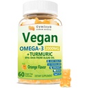 Vegan Omega 3 & Turmeric Gummies 2500mg, Algae Omega 3 DHA 800mg&EPA 400mg, με MSM, βιταμίνη D3, Turmeric Root Extract για τον εγκέφαλο, μάτι, κοινή, συμπλήρωμα ιχθυέλαιο Εναλλακτική, ζάχαρη δωρεάν