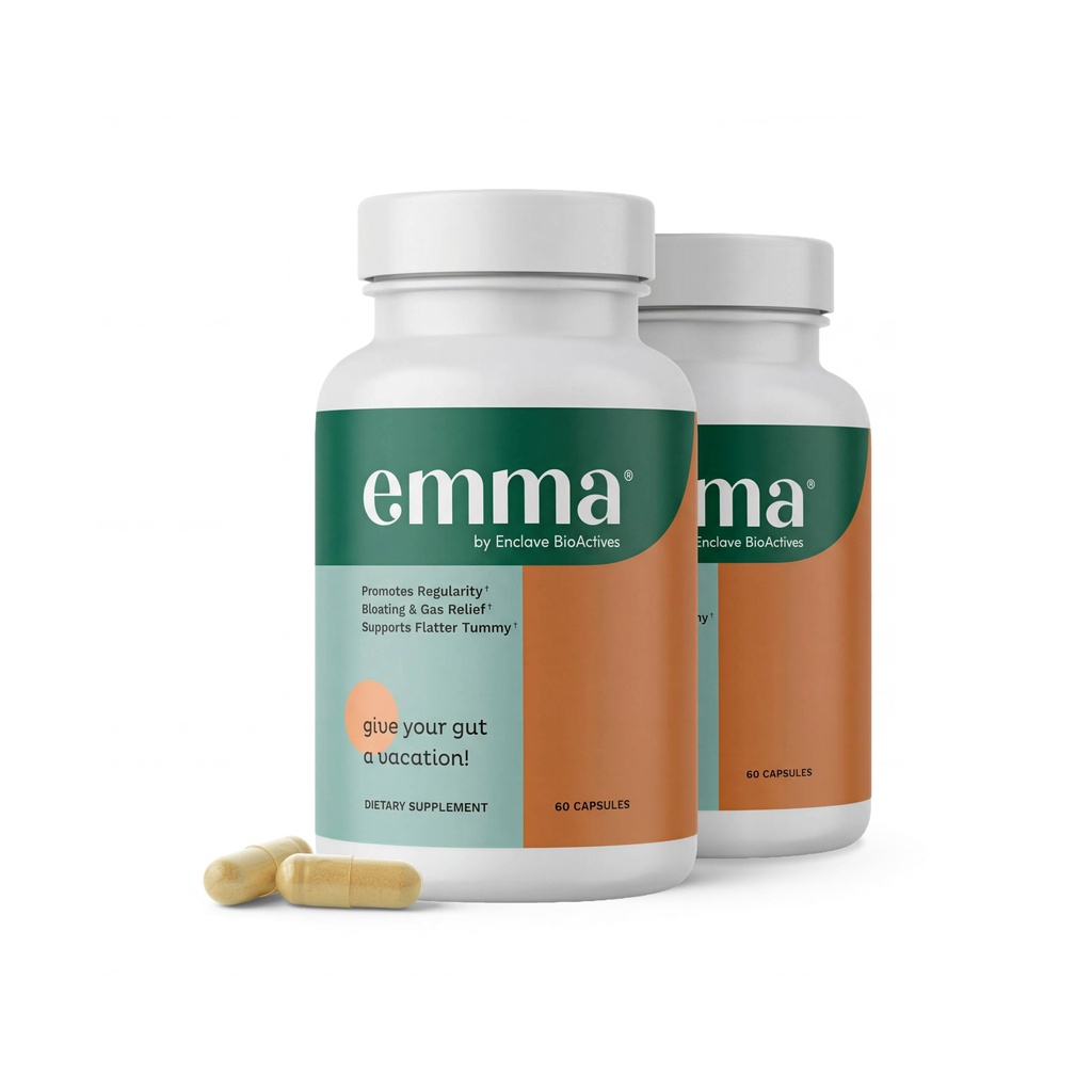 Emma Gut Health - 2 Pack - Αέριο και Bloating Relief, δυσκοιλιότητα, επιδιόρθωση με Leaky Gut - Καθαρισμός με Gut & Επαναφορά Digetion - Ρυθμιστικό Κίνημα Bowel. Προβιοτικά και Λάξευση Εναλλακτική, 120 Κάψουλες