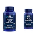 Επέκταση ζωής Curcumin Elite Turmeric Extract & N- Acetyl- L- Cysteine (NAC), ανοσοποιητικό, αναπνευστικό, ηπατική υγεία, NAC 600 mg, Ισχυρή αντιοξειδωτική υποστήριξη, Free-radicals, Easy to Absorb, 60 κάψουλες