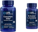 Επέκταση ζωής Curcumin Elite Turmeric Extract & N- Acetyl- L- Cysteine (NAC), ανοσοποιητικό, αναπνευστικό, ηπατική υγεία, NAC 600 mg, Ισχυρή αντιοξειδωτική υποστήριξη, Free-radicals, Easy to Absorb, 60 κάψουλες
