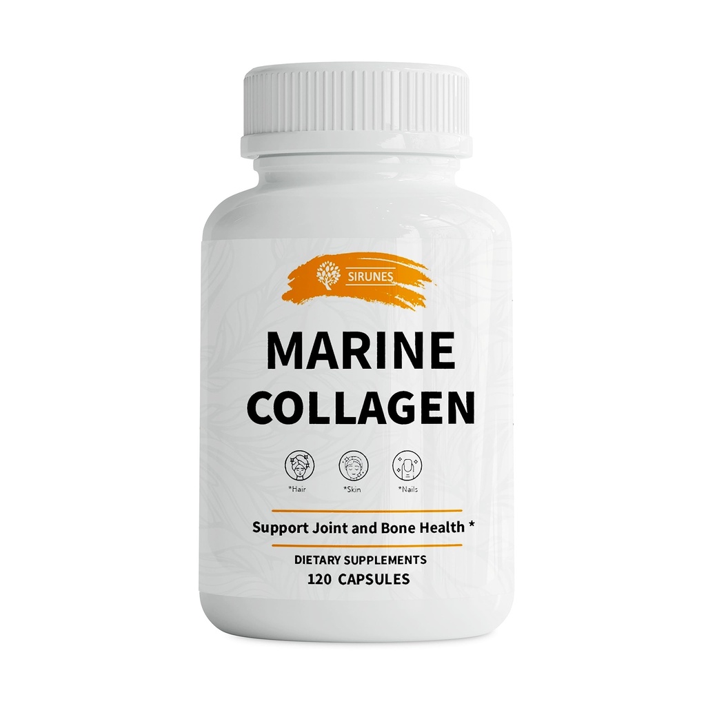 SIRUNES Marine Collagen Peptides, 120 Κάψουλες - Fish Collagen Συμπληρώματα για τις γυναίκες, Μεγάλη για τα μαλλιά, δέρμα, νύχια, αρθρώσεις & οστά - Made in USA