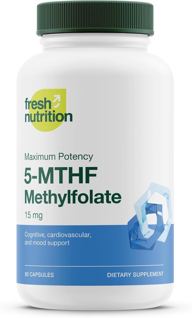 L Methylfolate 15mg - Μέγιστη ισχύς - Δραστική βιταμίνη Β9 Ανώτερη βιοδιαθεσιμότητα - 5- MTHF Φολικό μεθύλιο για Mood, Cognition, Immunity, Καρδιαγγειακή, Νευρολογική, Αναπαραγωγική Υγεία - 60 Κάψουλες