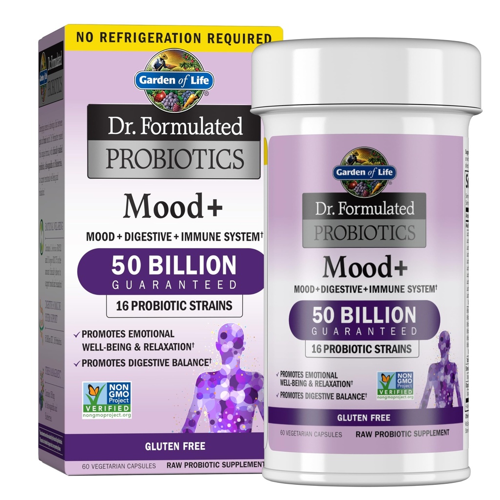 Κήπος Ζωής Dr. Formulated Probiotics Mood+ - 50 δισεκατομμύρια CFU - Υποστηρίζει Χαλάρωση & Πειθαρχία Υγεία - Ράφι Σταθερή - 60 κάψουλες χορτοφάγων
