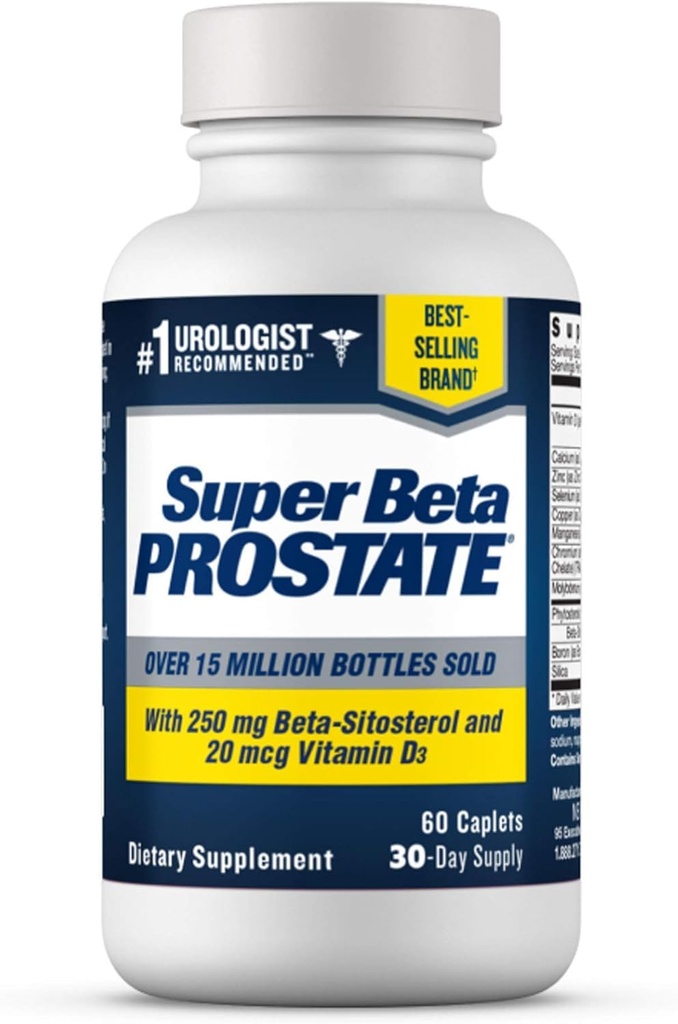 SUPER BETA PROSTATE συμπλήρωμα υποστήριξης για την υγεία των ανδρών - Μειώστε τα ταξίδια στο μπάνιο, την προώθηση του ύπνου, την καλύτερη κατηγορία κενό & υγιής προστάτης, Beta σιτοστερόλη - 60 Count (πακέτο του 1)