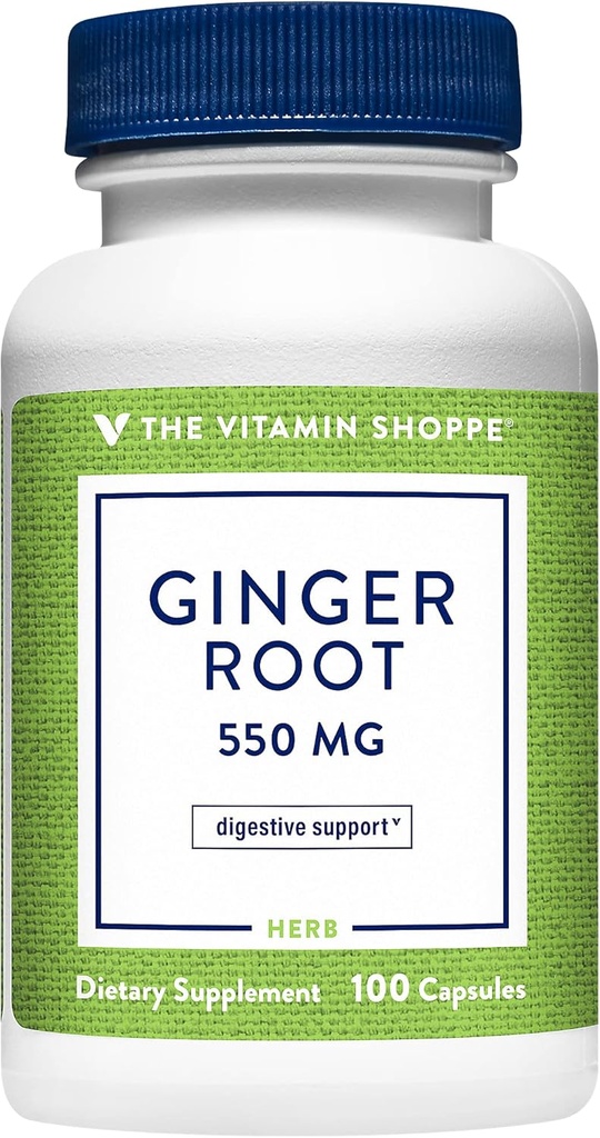 Η βιταμίνη Shoppe Ginger Root 550MG, ολόκληρο το συμπλήρωμα βοτάνων που υποστηρίζει πέψη & καταπραϋντικό (100 κάψουλες)