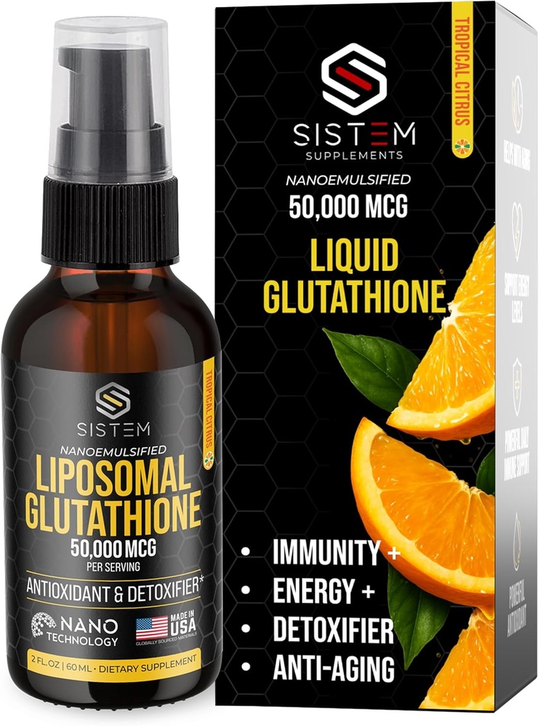 Sistem Liposomal Glutathionone Supplement, Αντιοξειδωτικά, Detox Cleanse, Immune support Supplement, Vitamin C, Liposomal Spray, Glutathione Serum, Tropical Citrus Flavor