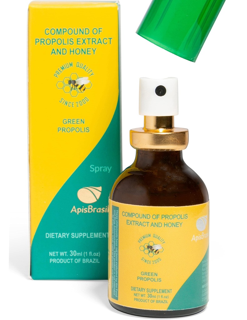 Brazil Green Bee Propolis Spray (30ml) - Φυσική Ανοσοποιητική Υποστήριξη - Ανακούφιση Πόνου - Premium Quality - Συσκευασία 1