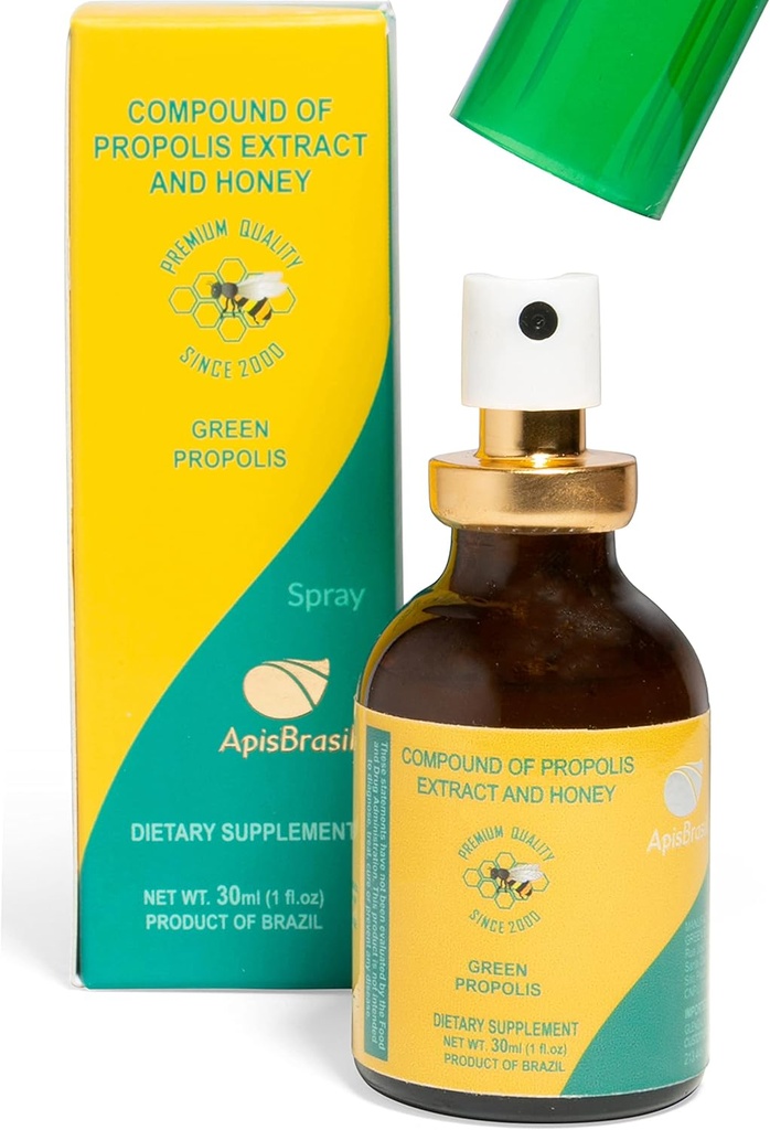 Brazil Green Bee Propolis Spray (30ml) - Φυσική Ανοσοποιητική Υποστήριξη - Ανακούφιση Πόνου - Premium Quality - Συσκευασία 1
