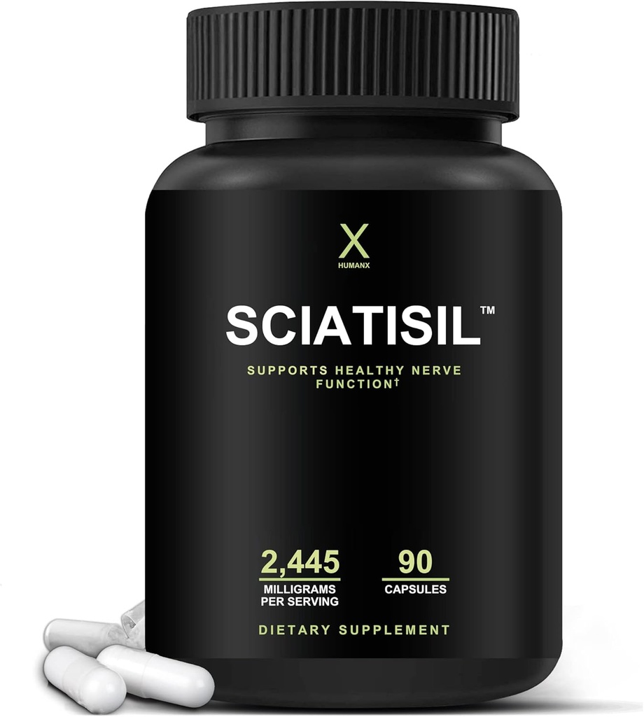 HUMANX Sciatica Focused Formula - Nerve Support Supplement with Stabilized R-Lipoic Acid for Extra Strength - Βιταμίνες Προώθηση Υγιούς Πίσω, HIPS, Πόδι, Πόδια - Συμπληρώματα Νευροπάθειας - Sciatisil