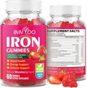 Vegan Iron Gummies for Adults & Kids - με βιταμίνη C, A, B-Complex, Folate, Zinc, και Biotin - για Blood Building & Energy Support, 60 Gummies