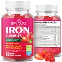 Vegan Iron Gummies for Adults & Kids - με βιταμίνη C, A, B-Complex, Folate, Zinc, και Biotin - για Blood Building & Energy Support, 60 Gummies