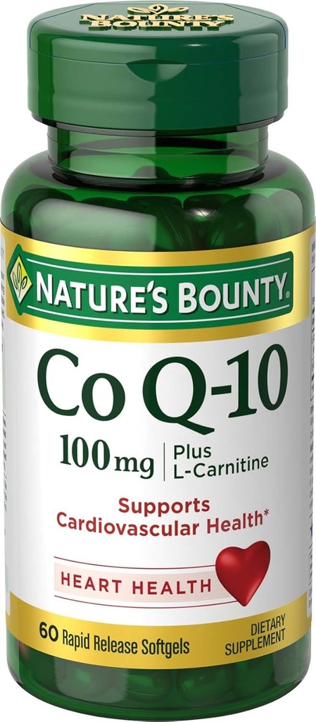 Nature's Bounty CoQ10, Supports Heart Health, 100mg Plus L-Carnitine, 60 Softgels