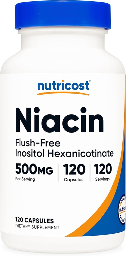 Nutricost Niacin (Flush-Free) Ινοσιτόλη Εξανικοτινικό 500mg, 120 κάψουλες, Βιταμίνη B3