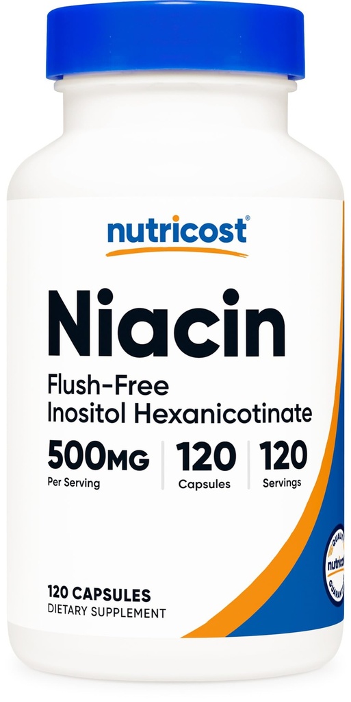 Nutricost Niacin (Flush-Free) Inositol Hexanicotinate 500mg, 120 Capsules, Vitamin B3