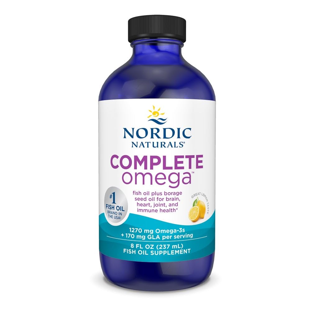 Nordic Naturals Complete Omega, Lemon Flavor - 8 oz - 1270 mg Omega-3 - EPA & DHA με Προστιθέμενη GLA - Υγιές Δέρμα, Γνωστική, Θετική Mood - Μη-GMO - 48 Υπηρεσίες
