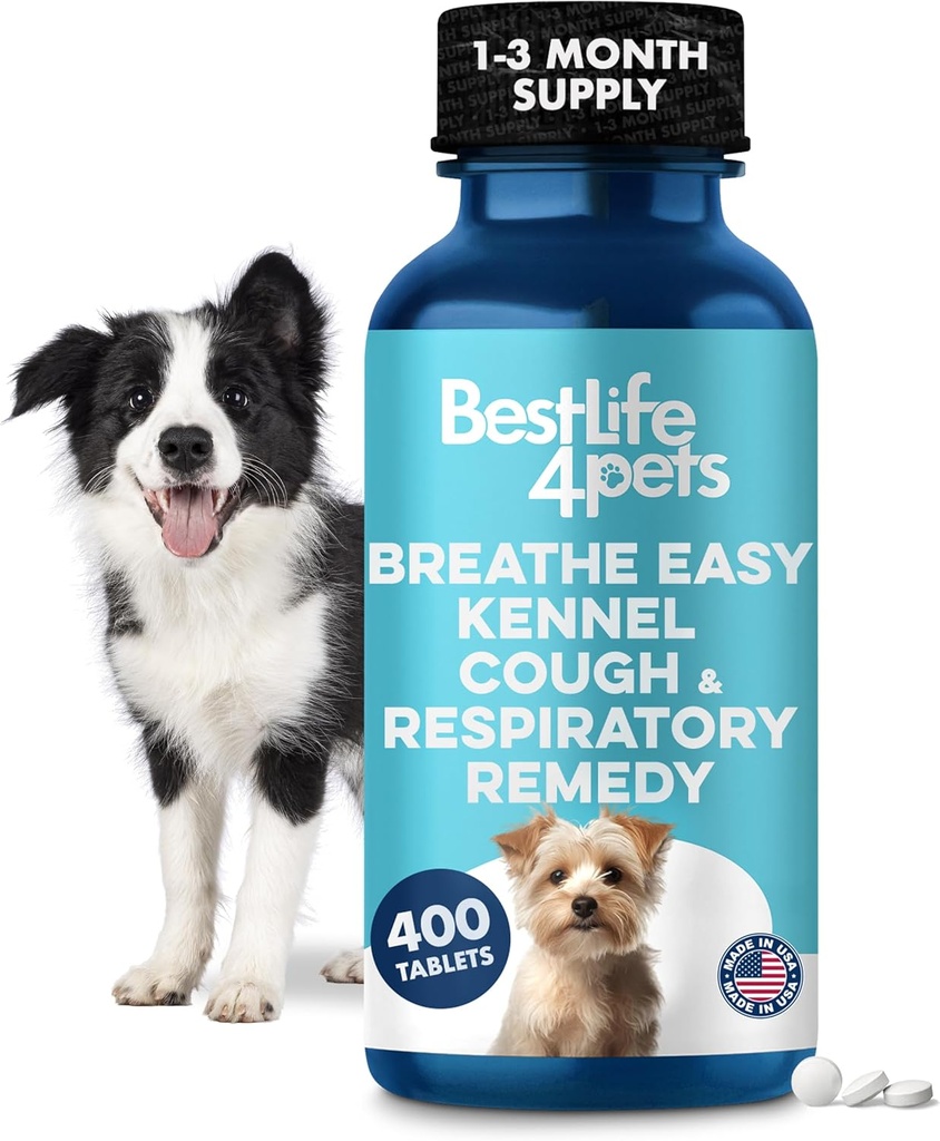 Breathe Easy Natural Cough Relief for Dogs - Gentle Senior Dog Respiratory, Congestion and Sneezing Relief Plus Trachea and Airway Support for Brachycephalic Dogs Ensures Calm Walks & Restful Sleep