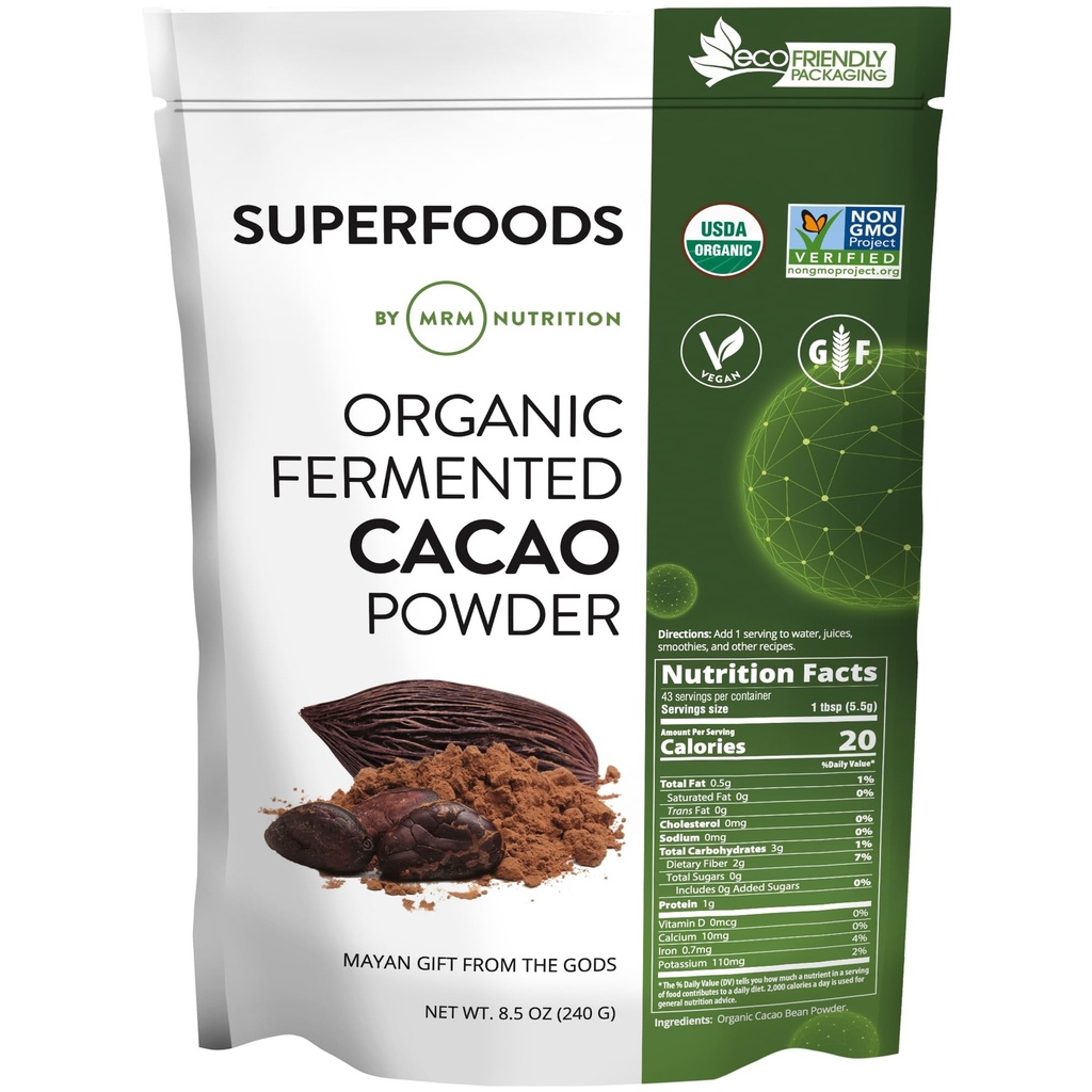 MRM Διατροφή Βιολογικά Ζυμωμένο Cacao σκόνη 