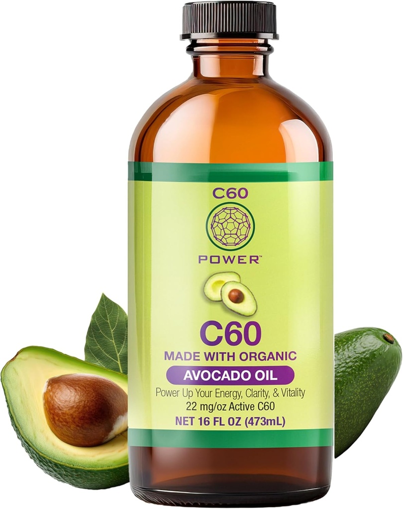 C60 Ισχύς - AVO 16-oz.- Βιολογικό Αβοκαντοέλαιο, 16 Fl Oz, 99,99% καθαρό υποβρύχιο άνθρακα 60, Fullerenes