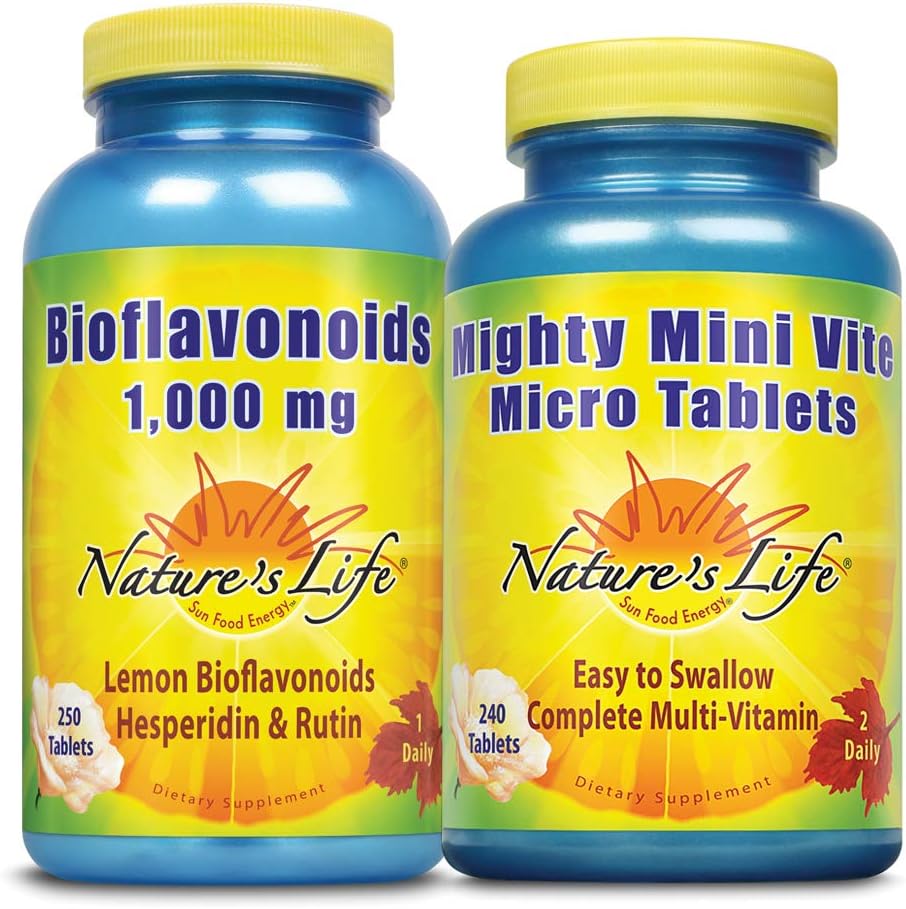 Ζωή της φύσης Λεμόνι Bioflavonoids 1000mg & Ισχυρή Mini Vite Bundle 