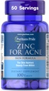 Puritan's Pride Zinc for Acne Skin Formula with Vitamins C, B-6, A, and E for Men and Women, Συμπλήρωμα διατροφής για Clear Healthy Skin, Immune System, Cell Division and Growth Support, 100 Tablets
