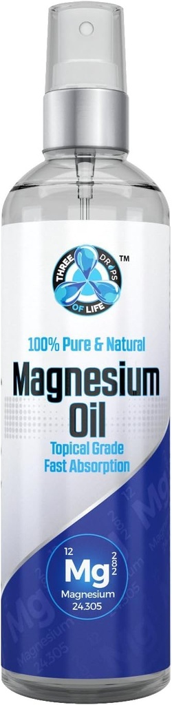 Pure Magnesium Oil Spray - Large 8 fl oz, USP Grade, Pure 100% All Natural, Sourced Directly from the Zechstein Seabed in the Netherlands, No Added Minerals, Official Distributor of Zechstein Inside