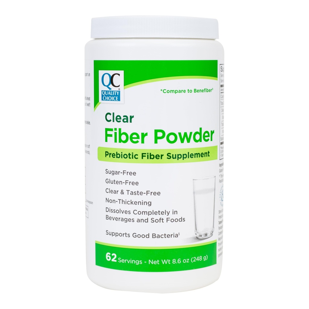 Quality Choice Clear Prebiotic Fiber Supplement Powder for Digestive Health - Άγευστη, Μη-Thickening Formula - 62 Μερίδες, 8,6 Ουγγιά (248g), Ιδανική για Ενήλικες & Παιδιά 6 & Up Καθημερινή Fiber Powder