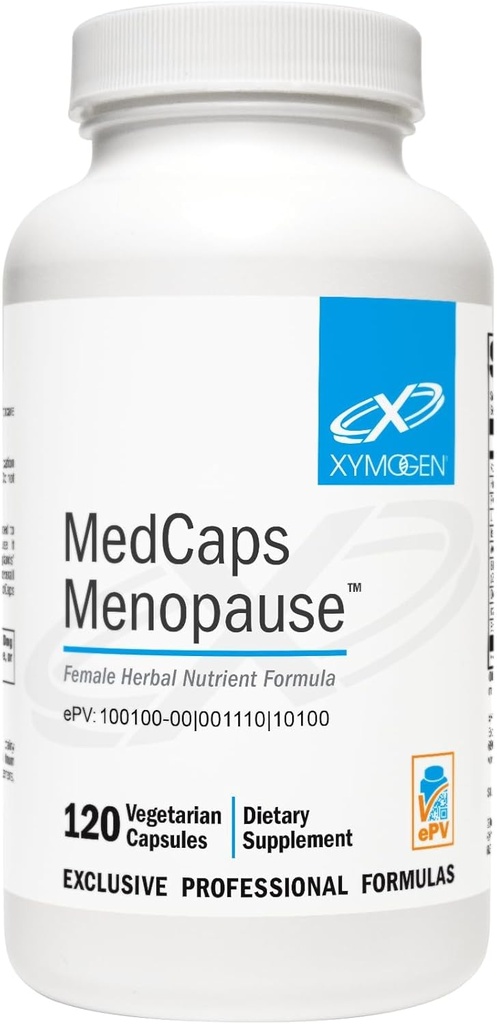XYMOGEN Medcaps Εμμηνόπαυση - Συμπληρώματα εμμηνόπαυσης για γυναίκες - Made with Dong Quai, Isoflavones, Ginseng Extract, Licorice Root + Black Cohosh - Χωρίς γλουτένη (120 κάψουλες)