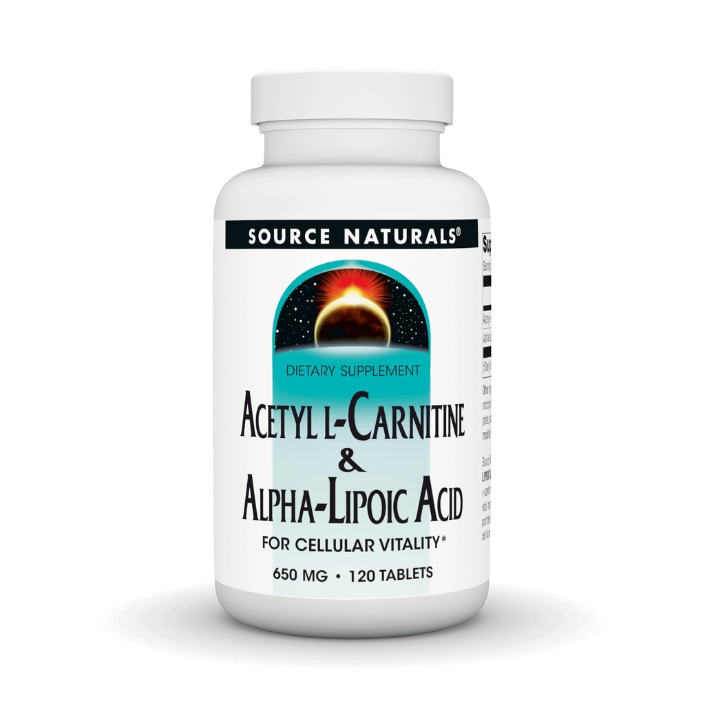 Source Naturals Acetyl L- Carnitine & Alpha- Lipoic Acid 650mg - 120 δισκία