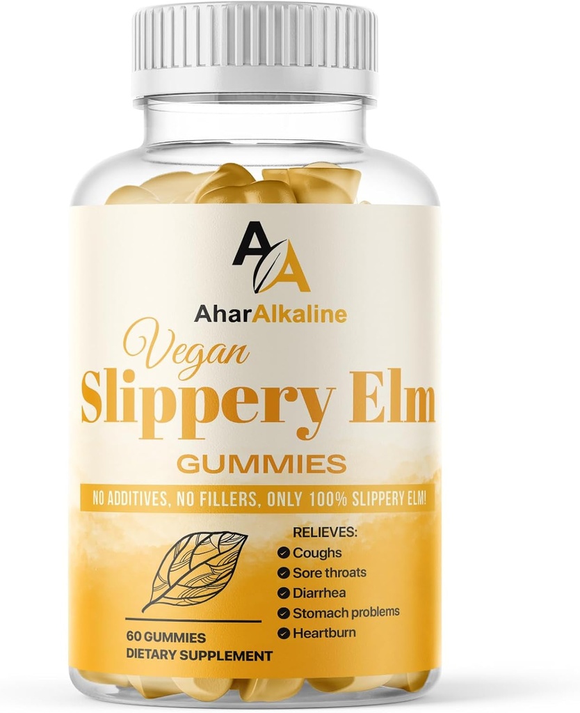 Slippery Elm Gummies, Supplement for Sore Throats and Digestion, Fruit Flavored, 60 Count (Pack of 1)